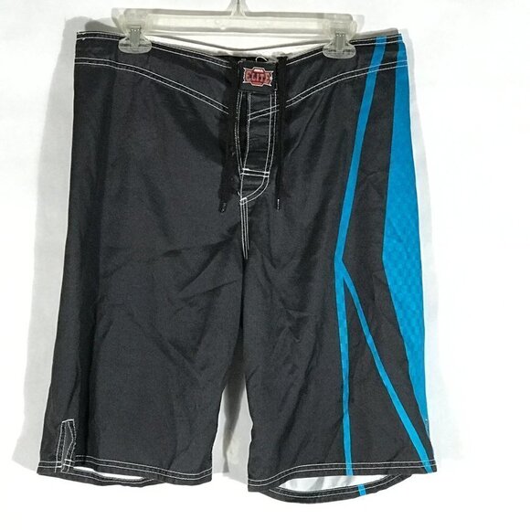MMA Elite Athletic Workout Training Blue Black Multicolor Fight Trunks Shorts - Picture 1 of 10